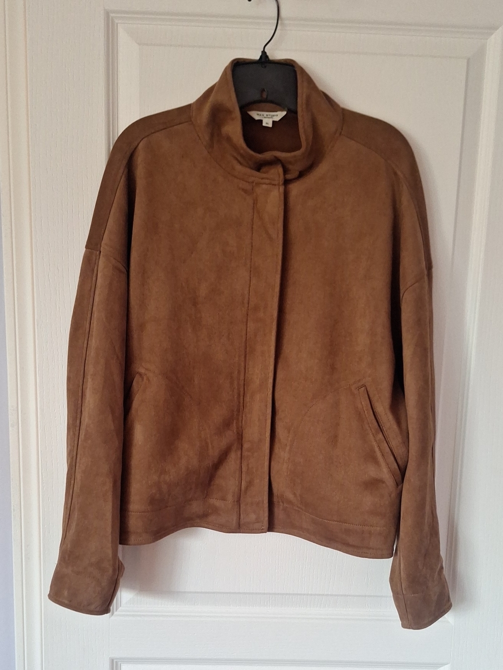 Max Studio Brown Suede Bomber Jacket